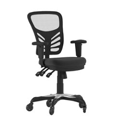 Flash Furniture - Mid-Back Ergonomic Multifunction Mesh Chair with Polyurethane Wheels - Black - Front_Zoom