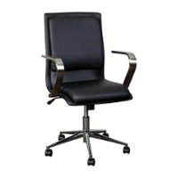 Alamont Home - Designer Executive Swivel Office Chair with Arms - Black/Chrome - Front_Zoom