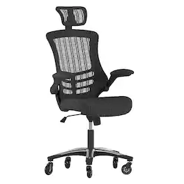 Alamont Home - Ergonomic Swivel Task Chair with Roller Wheels & Flip Up Arms - Black