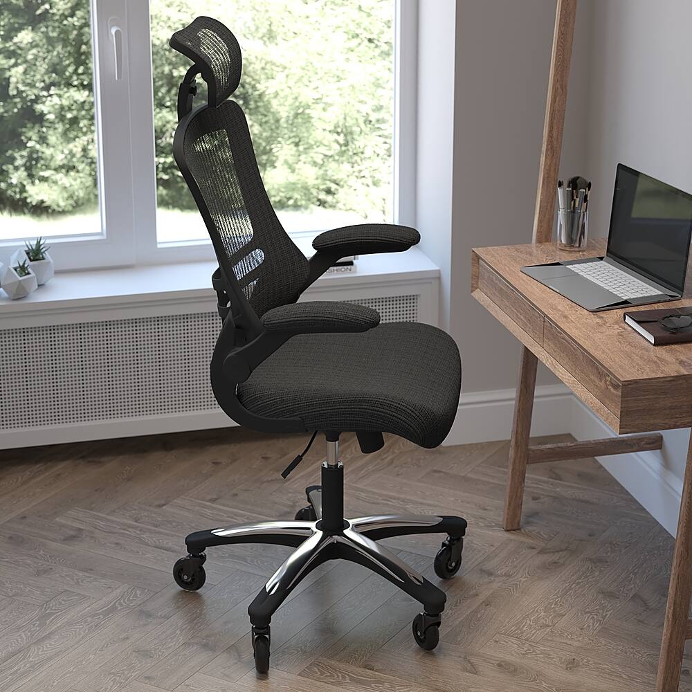 Alt View 13. Alamont Home - Ergonomic Swivel Task Chair with Roller Wheels & Flip Up Arms - Black.