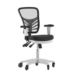 Flash Furniture - Mid-Back Ergonomic Multifunction Mesh Chair with Polyurethane Wheels - Black Mesh/White Frame - Front_Zoom