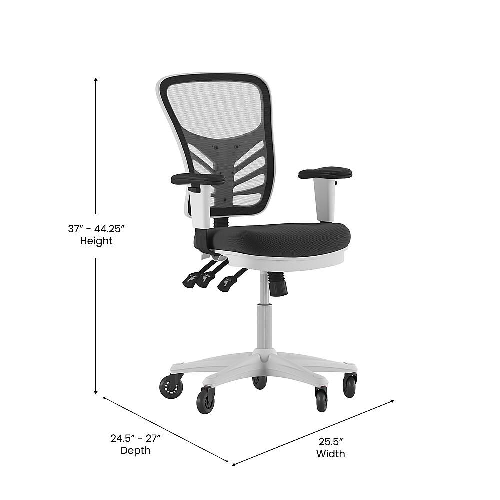 Alt View 12. Alamont Home - Mid-Back Ergonomic Multifunction Mesh Chair with Polyurethane Wheels - Black Mesh/White Frame.