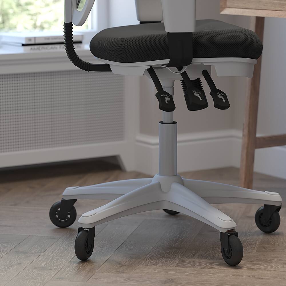 Alt View 14. Alamont Home - Mid-Back Ergonomic Multifunction Mesh Chair with Polyurethane Wheels - Black Mesh/White Frame.