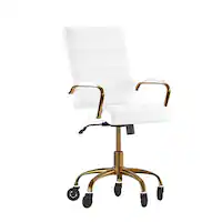 Alamont Home - Executive Chair on Skate Wheels - White LeatherSoft/Gold Frame - Front_Zoom