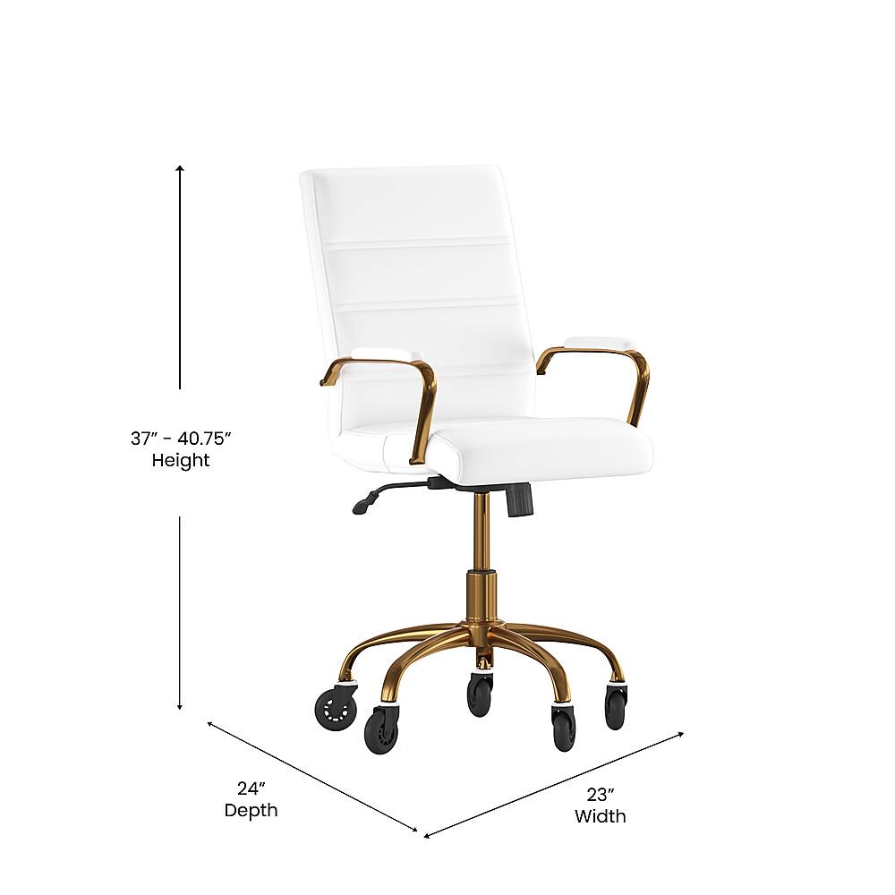 Alt View 12. Alamont Home - Executive Chair on Skate Wheels - White LeatherSoft/Gold Frame.