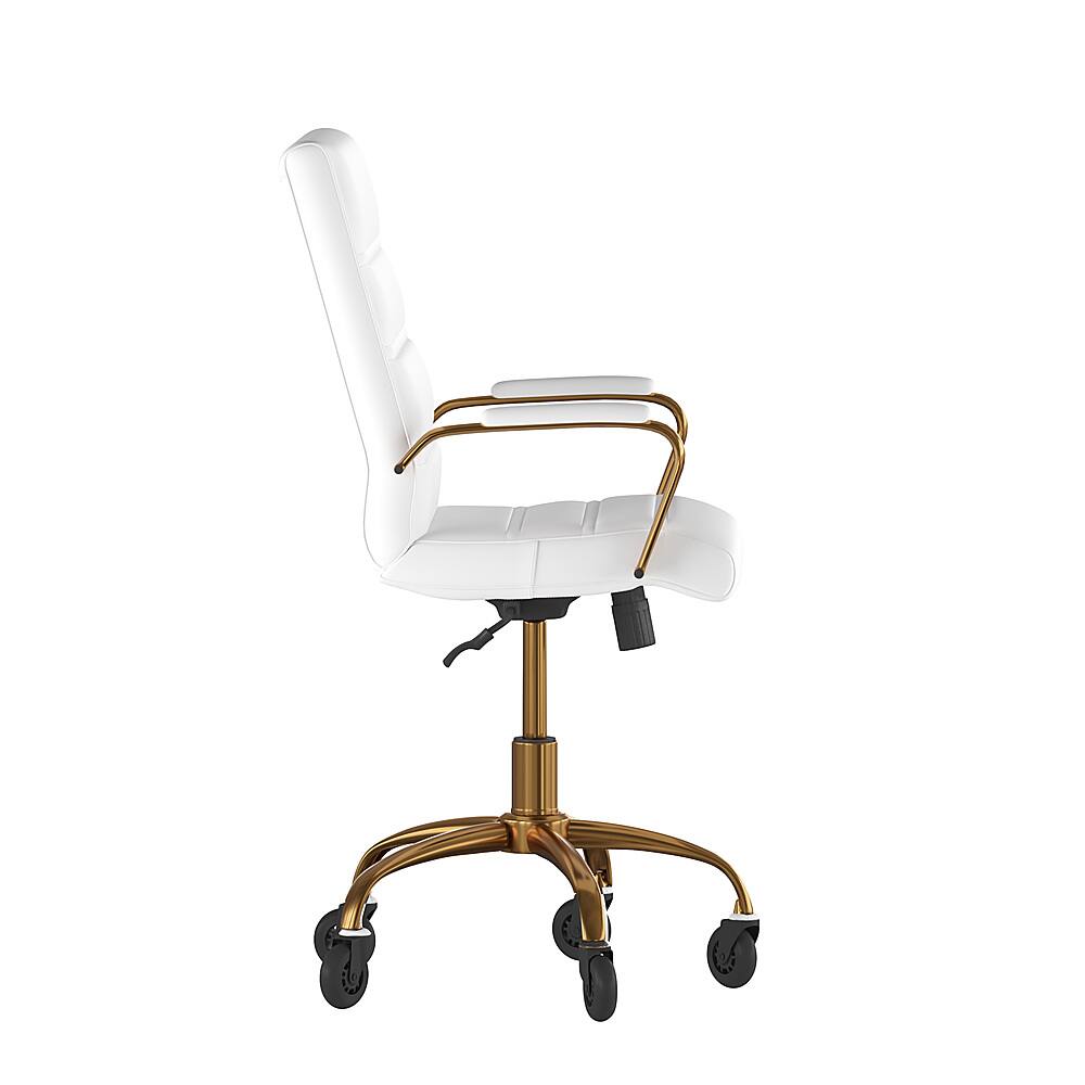 Alt View 15. Alamont Home - Executive Chair on Skate Wheels - White LeatherSoft/Gold Frame.
