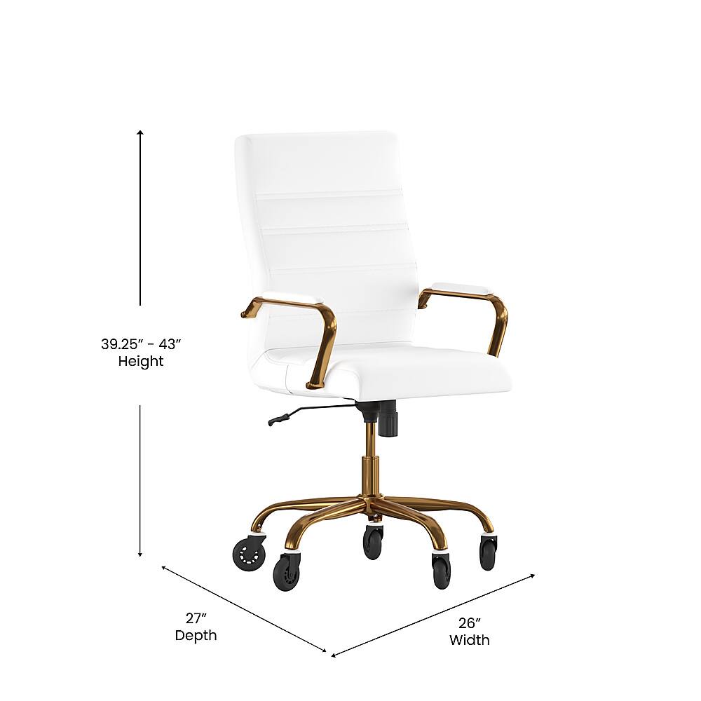 Alt View 12. Alamont Home - Executive Chair on Skate Wheels - White LeatherSoft/Gold Frame.