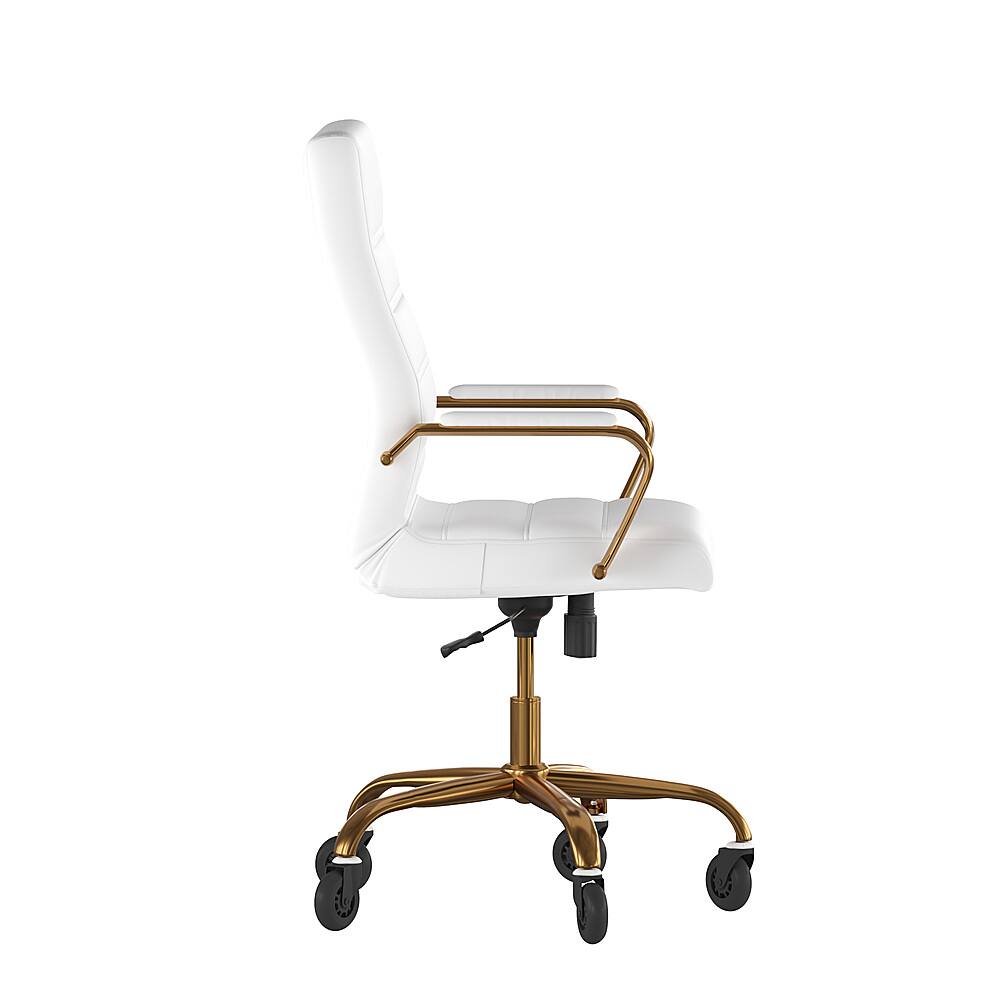 Alt View 15. Alamont Home - Executive Chair on Skate Wheels - White LeatherSoft/Gold Frame.