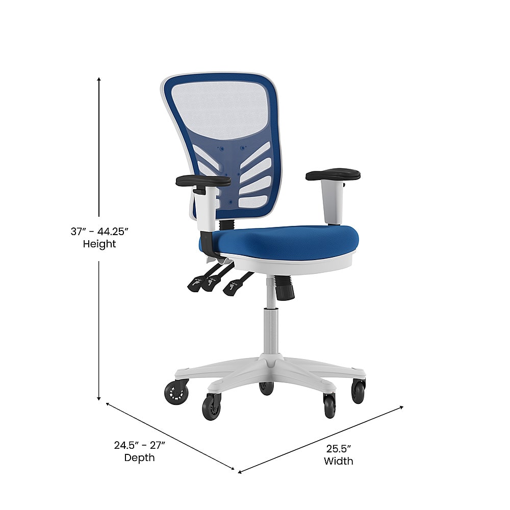 Alt View 12. Alamont Home - Mid-Back Ergonomic Multifunction Mesh Chair with Polyurethane Wheels - Blue Mesh/White Frame.