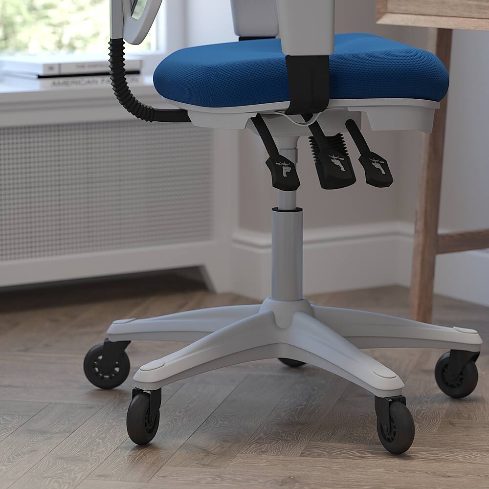 Alt View 14. Alamont Home - Mid-Back Ergonomic Multifunction Mesh Chair with Polyurethane Wheels - Blue Mesh/White Frame.