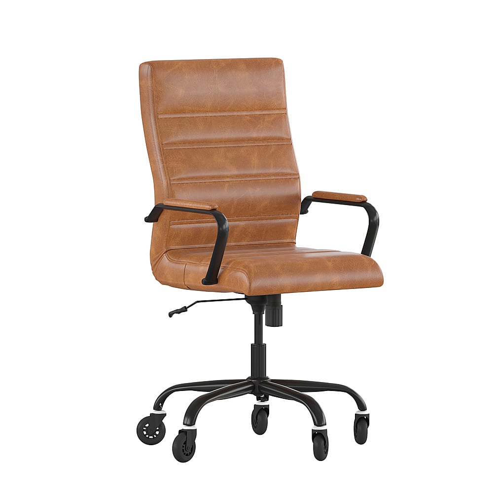 Front. Alamont Home - Executive Chair on Skate Wheels - Brown LeatherSoft/Black Frame.