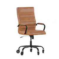 Alamont Home - Executive Chair on Skate Wheels - Brown LeatherSoft/Black Frame - Front_Zoom