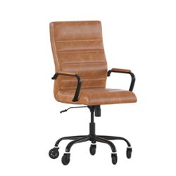 Flash Furniture - Executive Chair on Skate Wheels - Brown LeatherSoft/Black Frame - Front_Zoom