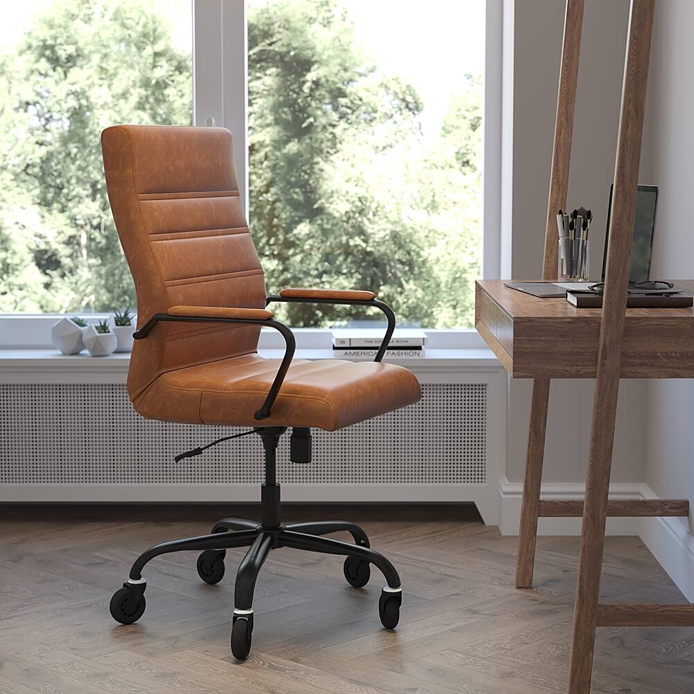 Alt View 11. Alamont Home - Executive Chair on Skate Wheels - Brown LeatherSoft/Black Frame.