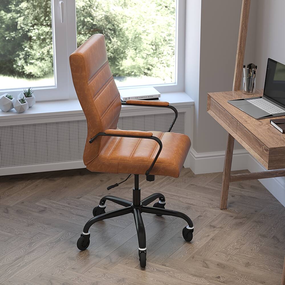 Alt View 14. Alamont Home - Executive Chair on Skate Wheels - Brown LeatherSoft/Black Frame.