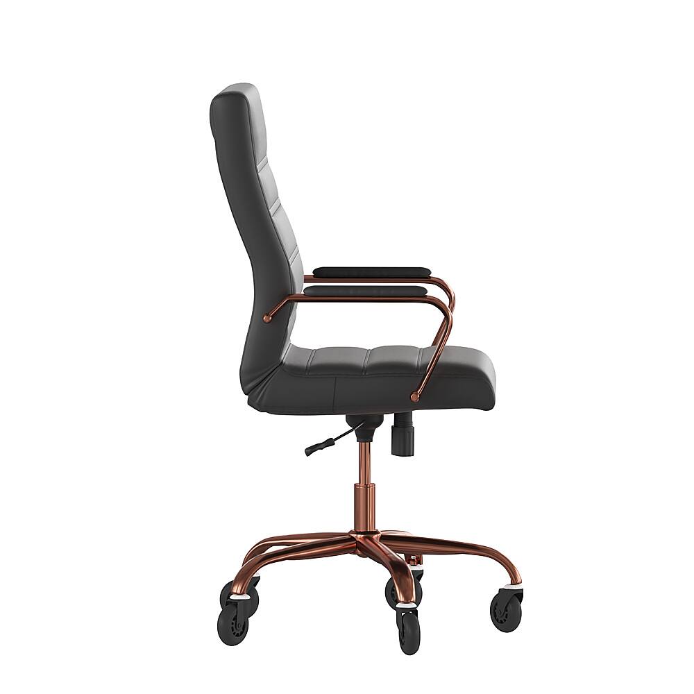 Alt View 15. Alamont Home - Executive Chair on Skate Wheels - Black LeatherSoft/Rose Gold Frame.