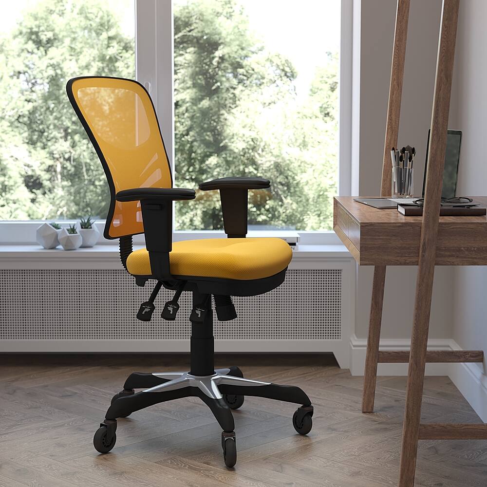 Alt View 11. Alamont Home - Mid-Back Ergonomic Multifunction Mesh Chair with Polyurethane Wheels - Yellow-Orange.
