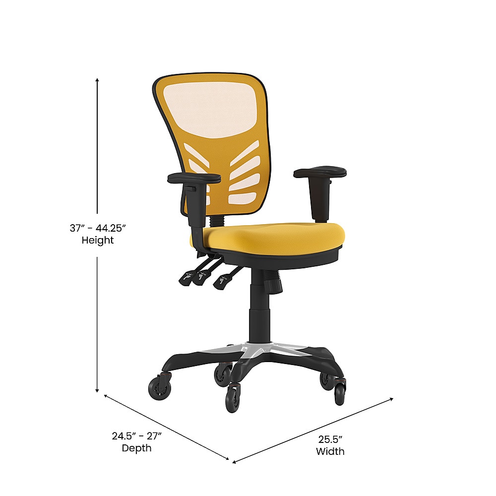 Alt View 12. Alamont Home - Mid-Back Ergonomic Multifunction Mesh Chair with Polyurethane Wheels - Yellow-Orange.