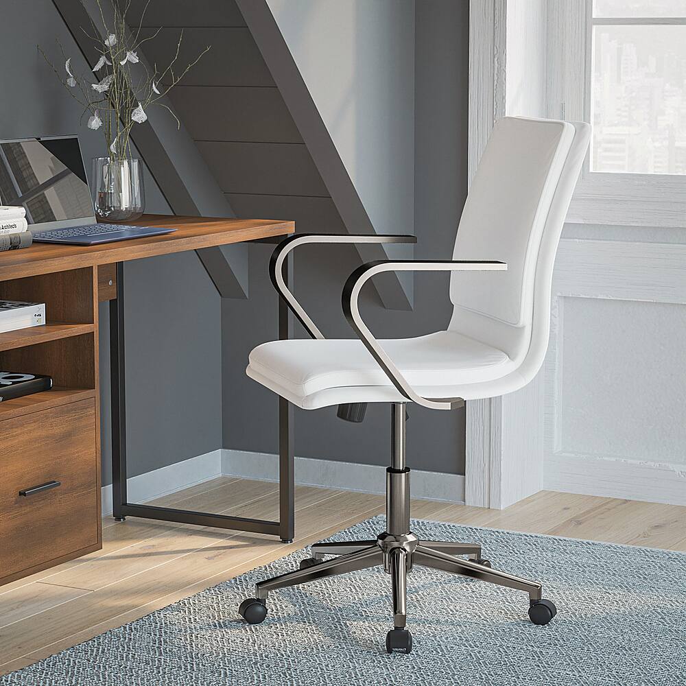 Alt View 12. Alamont Home - Designer Executive Swivel Office Chair with Arms - White/Chrome.