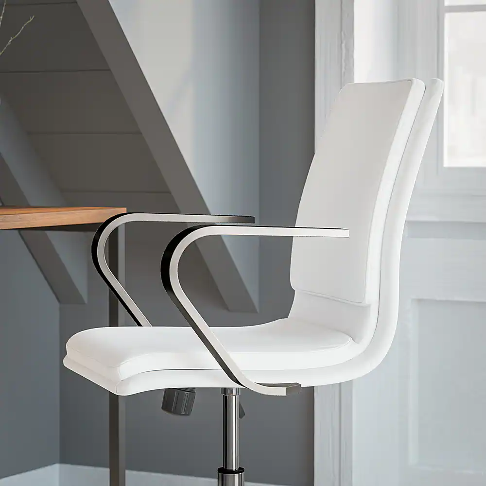 Alt View 15. Alamont Home - Designer Executive Swivel Office Chair with Arms - White/Chrome.