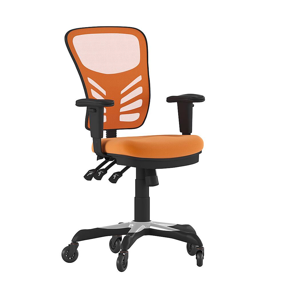 Alamont Home - Mid-Back Ergonomic Multifunction Mesh Chair with Polyurethane Wheels - Orange - Front_Zoom