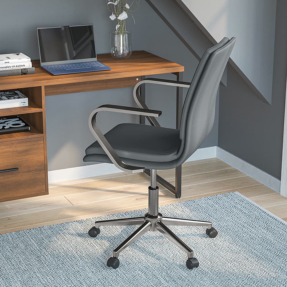 Alt View 12. Alamont Home - Designer Executive Swivel Office Chair with Arms - Gray/Chrome.