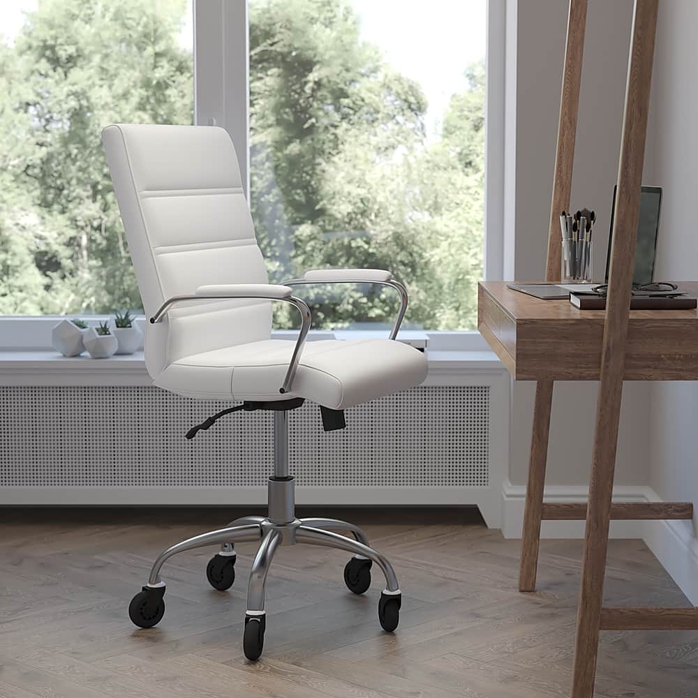 Alt View 11. Alamont Home - Executive Chair on Skate Wheels - White LeatherSoft/Chrome Frame.
