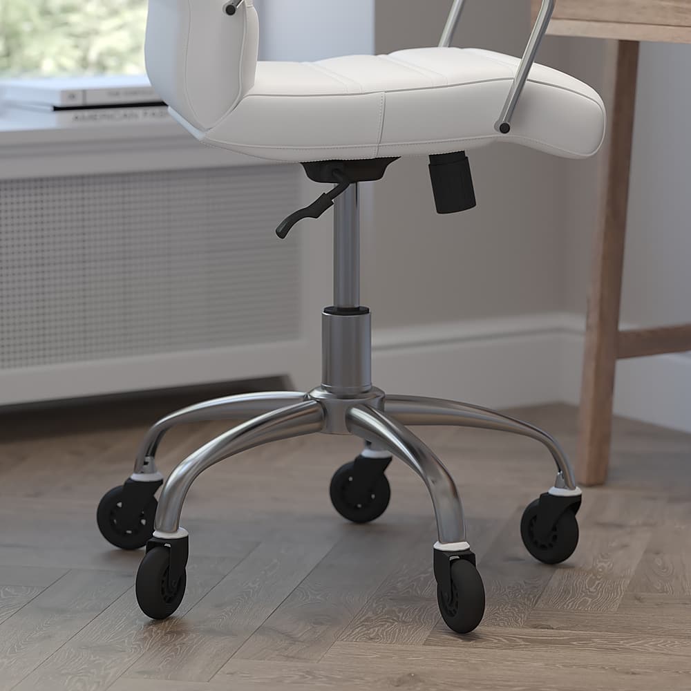 Alt View 14. Alamont Home - Executive Chair on Skate Wheels - White LeatherSoft/Chrome Frame.