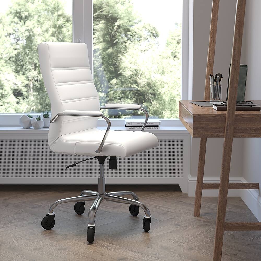 Alt View 11. Alamont Home - Executive Chair on Skate Wheels - White LeatherSoft/Chrome Frame.