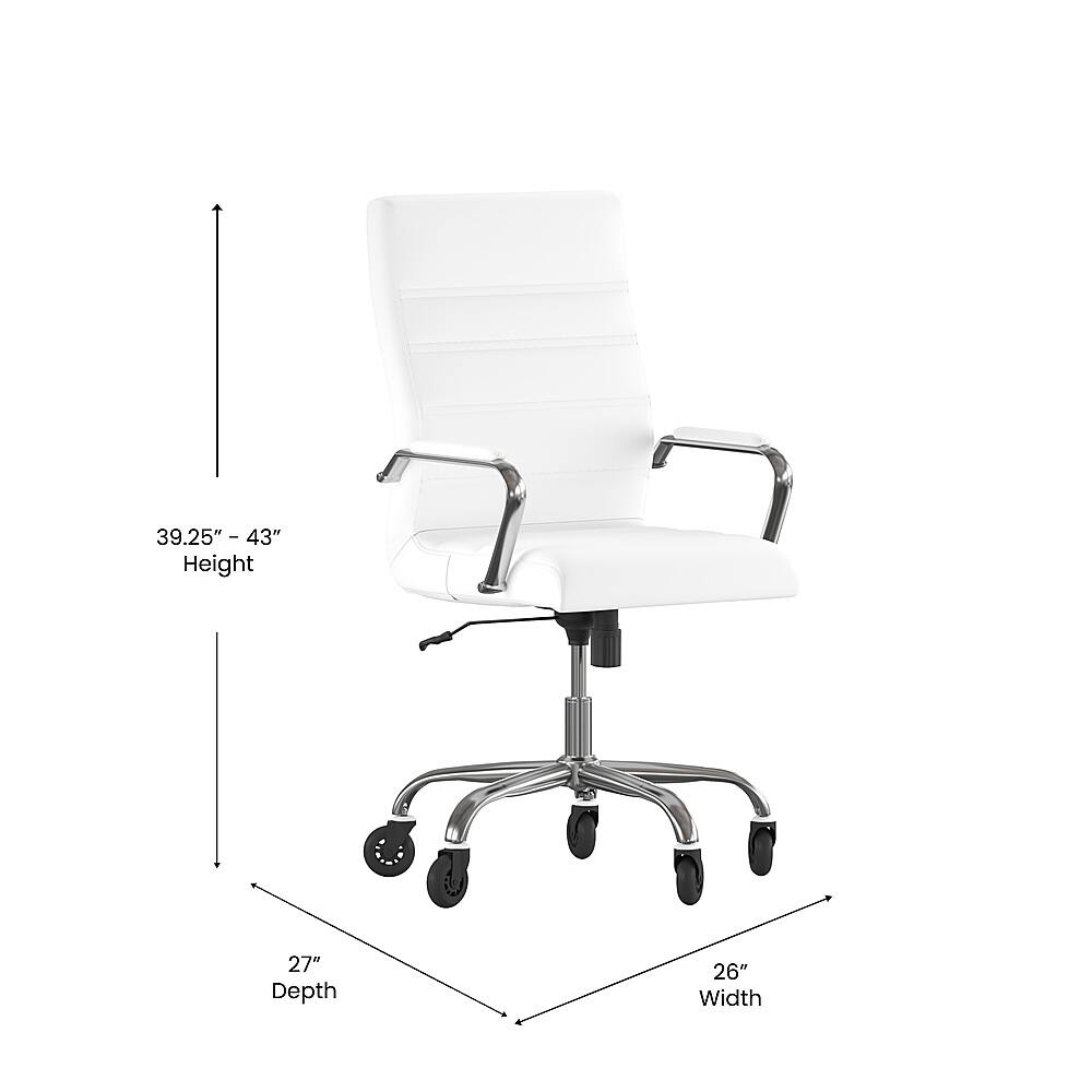 Alt View 12. Alamont Home - Executive Chair on Skate Wheels - White LeatherSoft/Chrome Frame.