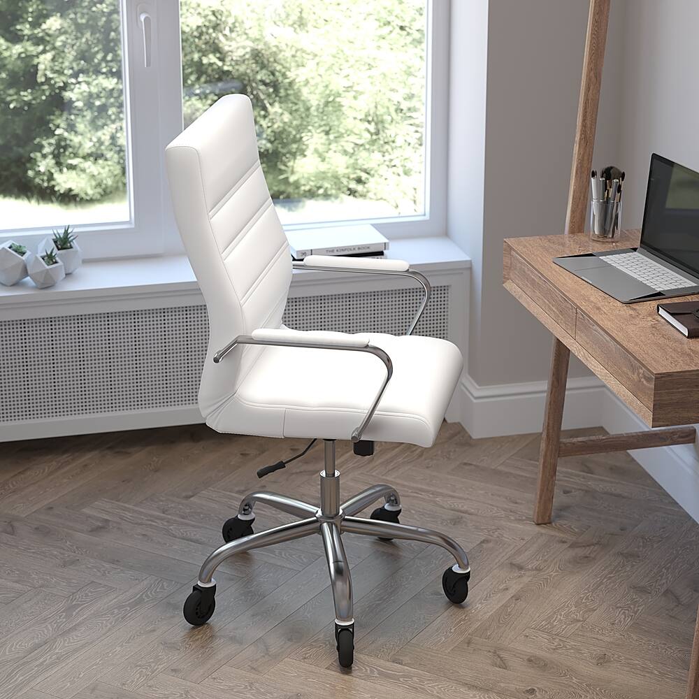 Alt View 13. Alamont Home - Executive Chair on Skate Wheels - White LeatherSoft/Chrome Frame.