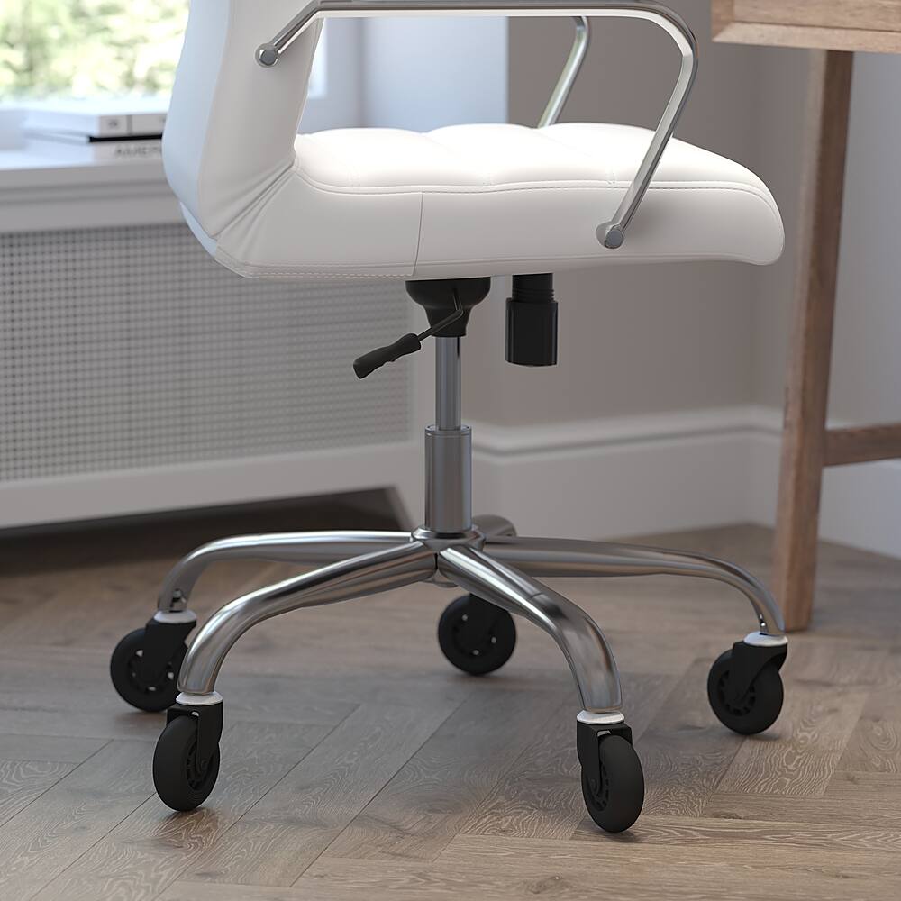 Alt View 14. Alamont Home - Executive Chair on Skate Wheels - White LeatherSoft/Chrome Frame.