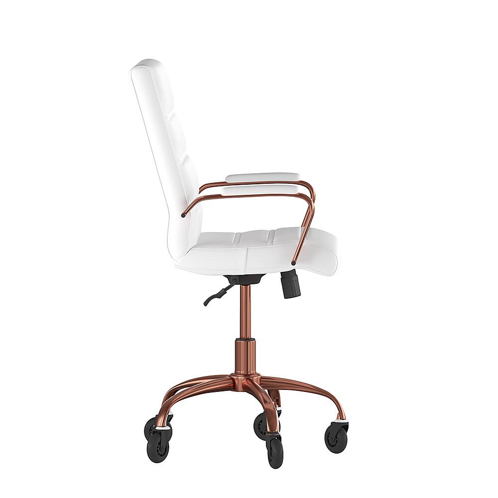 Alt View 15. Alamont Home - Executive Chair on Skate Wheels - White LeatherSoft/Rose Gold Frame.