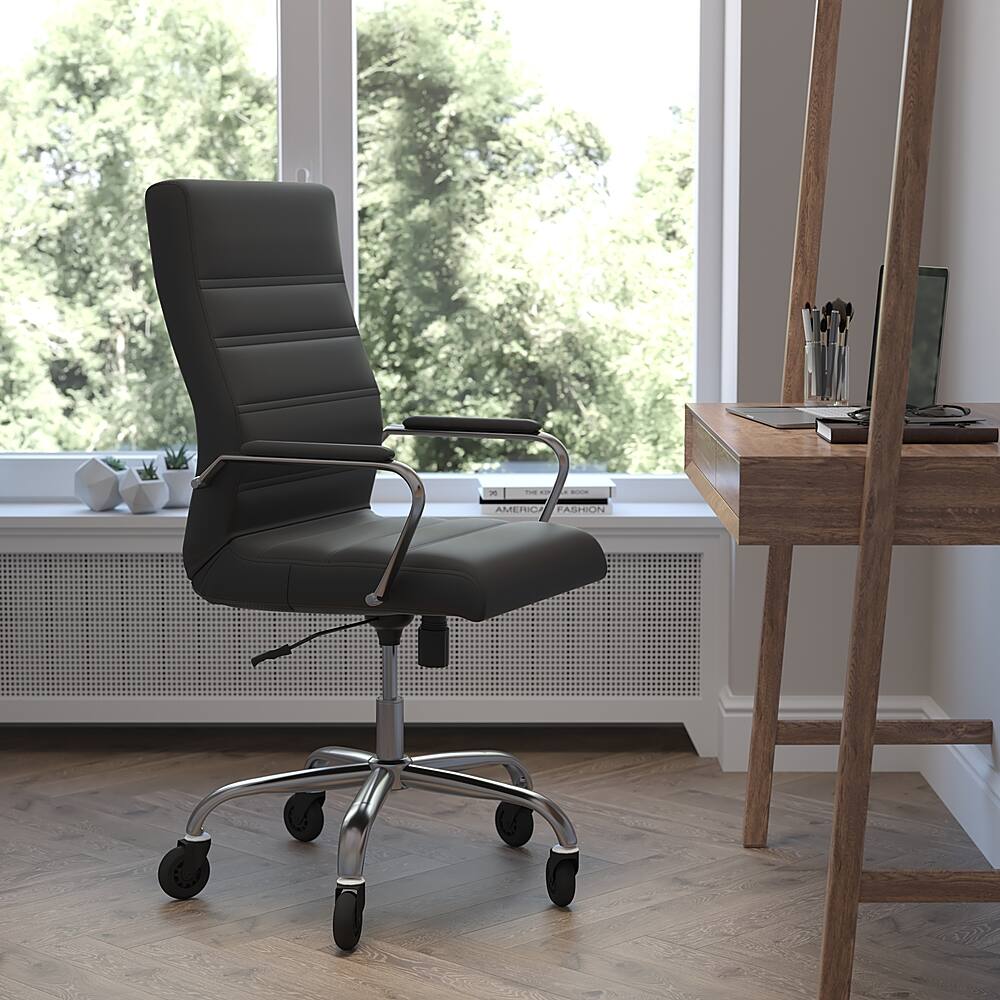 Alt View 11. Alamont Home - Executive Chair on Skate Wheels - Black LeatherSoft/Chrome Frame.