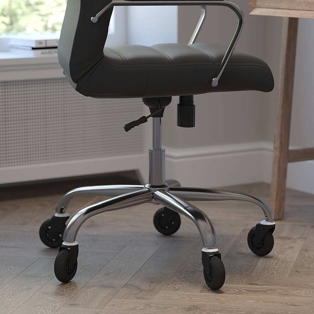 Alt View 13. Alamont Home - Executive Chair on Skate Wheels - Black LeatherSoft/Chrome Frame.