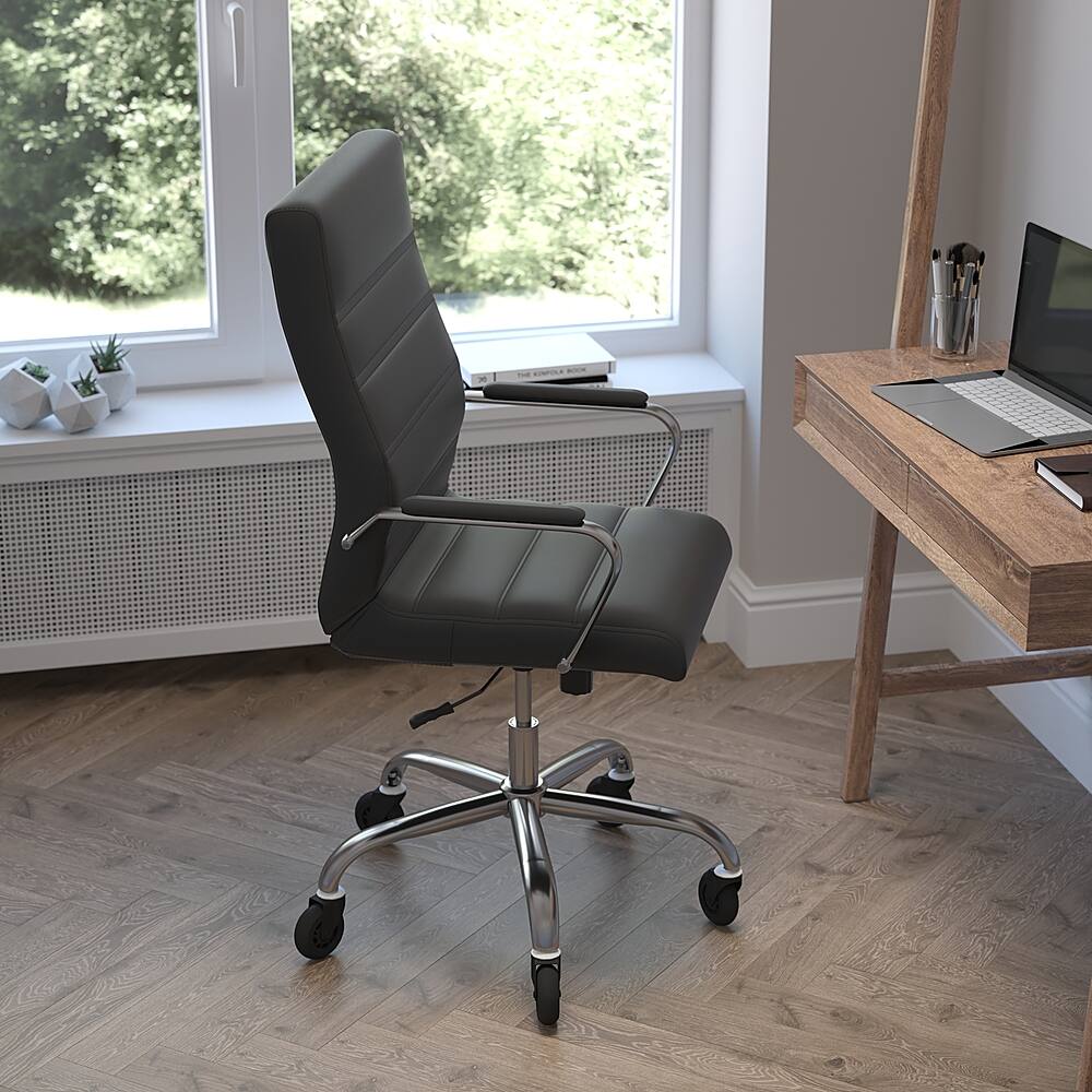 Alt View 14. Alamont Home - Executive Chair on Skate Wheels - Black LeatherSoft/Chrome Frame.