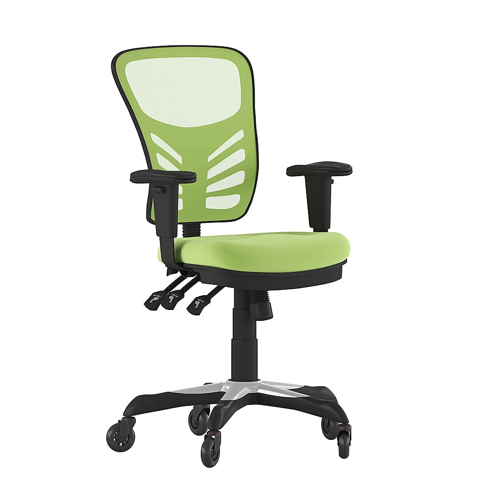 Front. Alamont Home - Mid-Back Ergonomic Multifunction Mesh Chair with Polyurethane Wheels - Green.