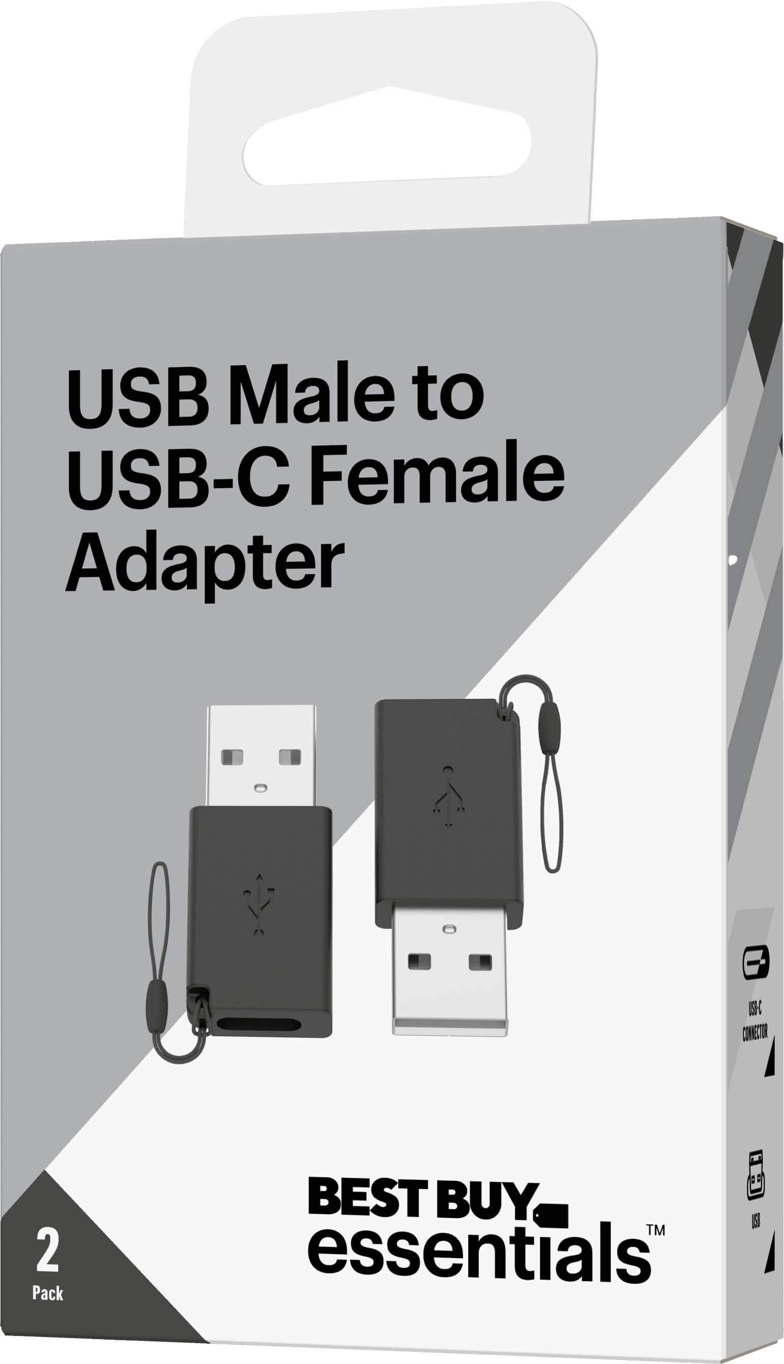 Alt View 14. Best Buy essentials™ - Female USB-C to Male USB Adapter (2-Pack) - Black.