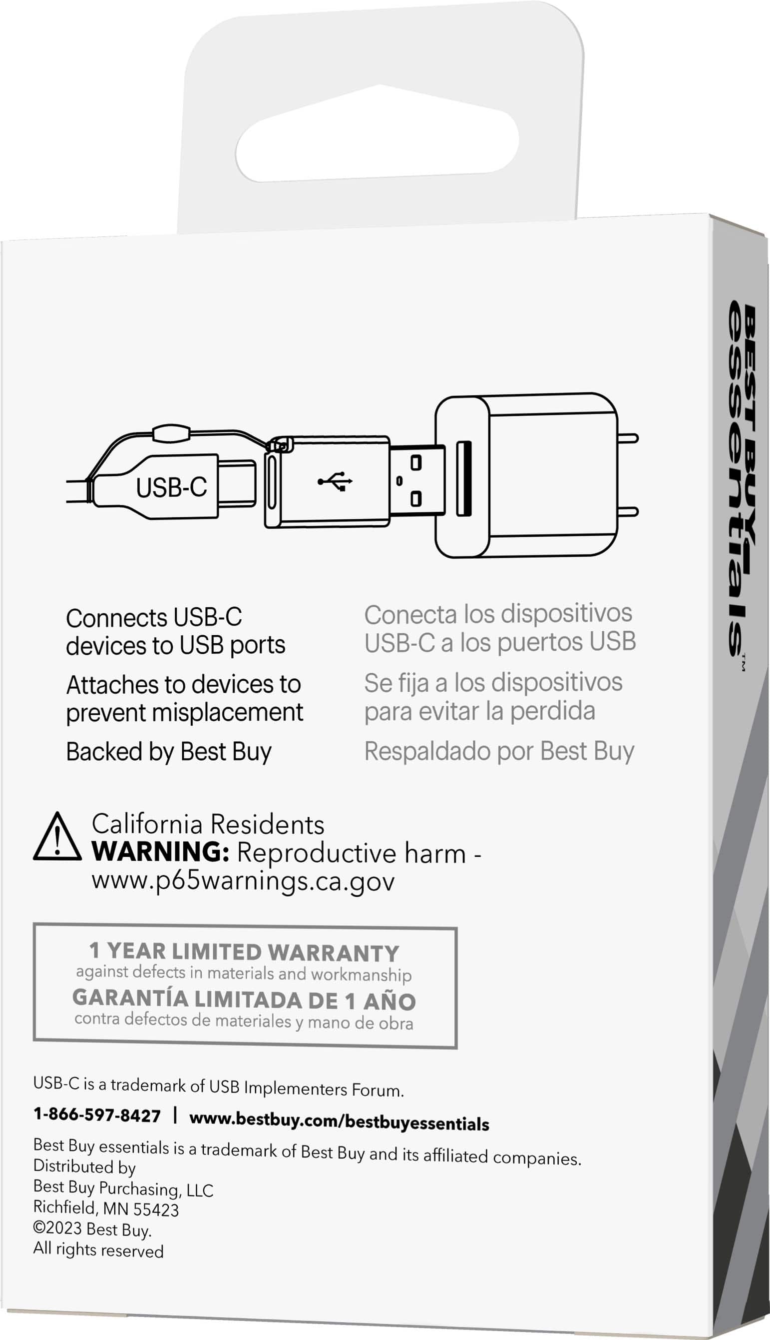 Alt View 15. Best Buy essentials™ - Female USB-C to Male USB Adapter (2-Pack) - Black.