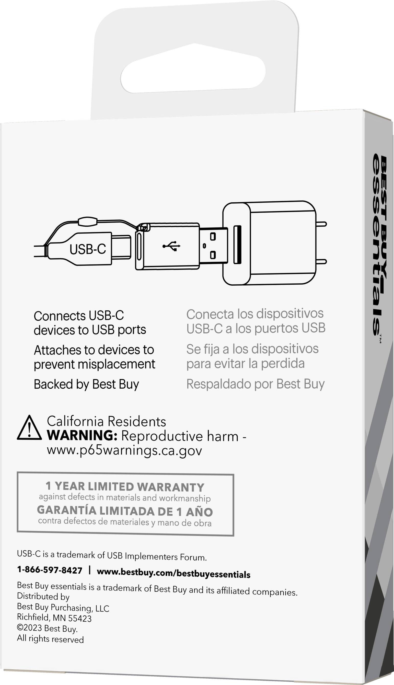 Alt View 15. Best Buy essentials™ - Female USB-C to Male USB Adapter (2-Pack) - Black.
