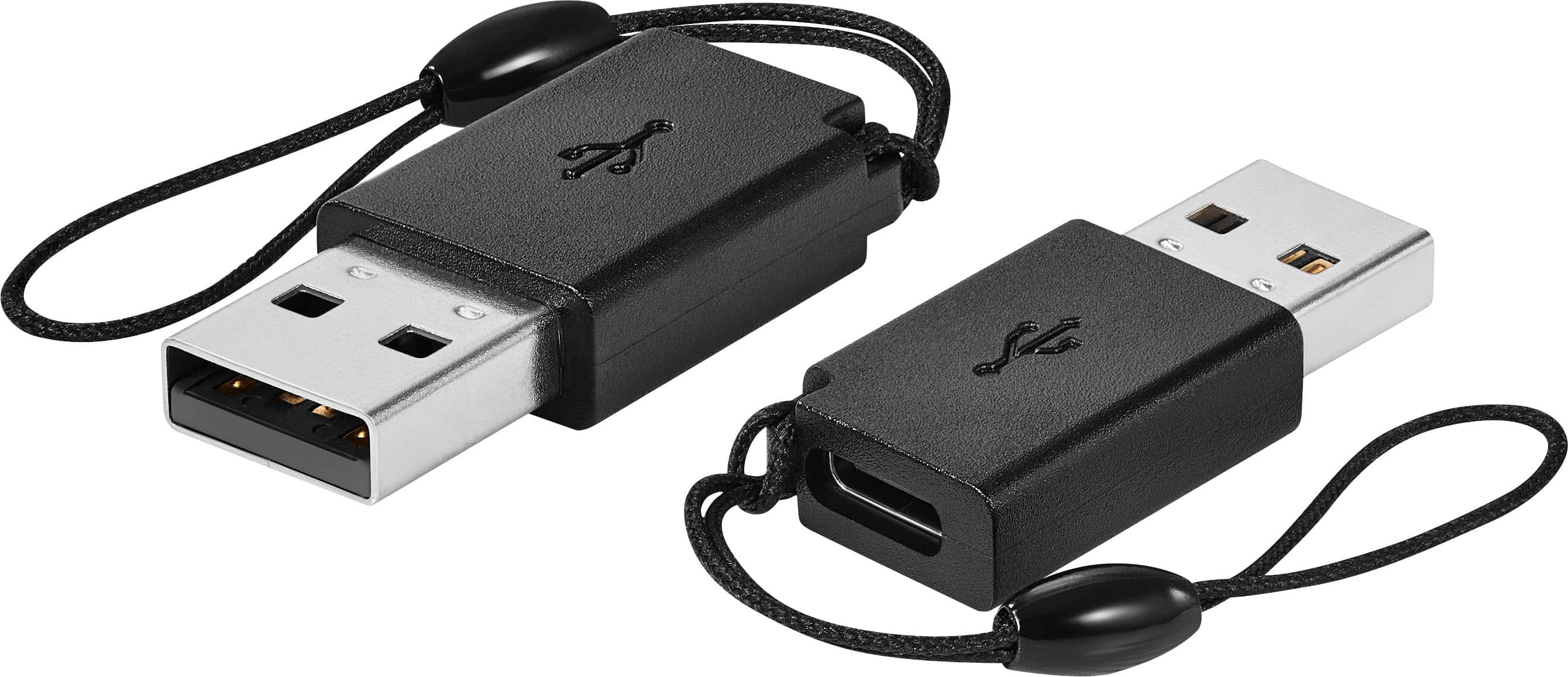 Front. Best Buy essentials™ - Female USB-C to Male USB Adapter (2-Pack) - Black.