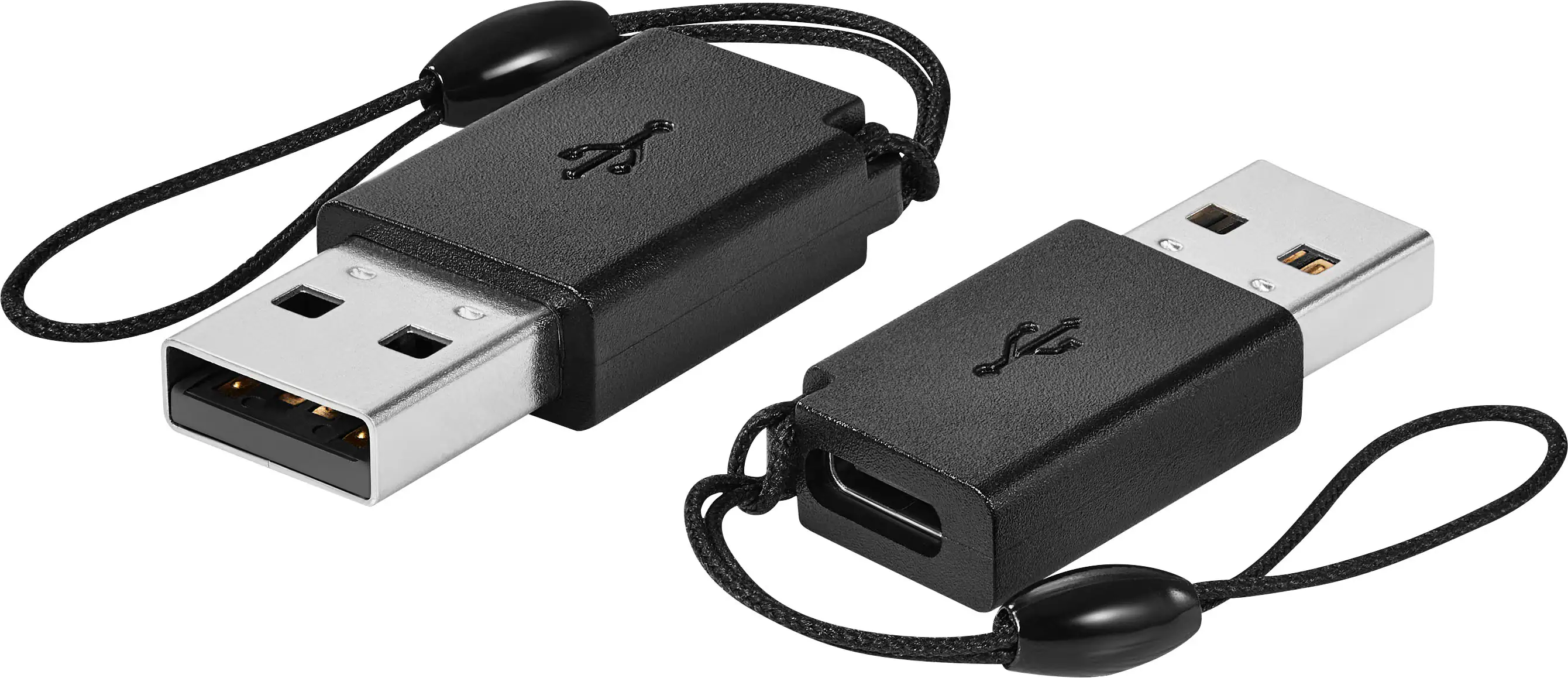 Front. Best Buy essentials™ - Female USB-C to Male USB Adapter (2-Pack) - Black.