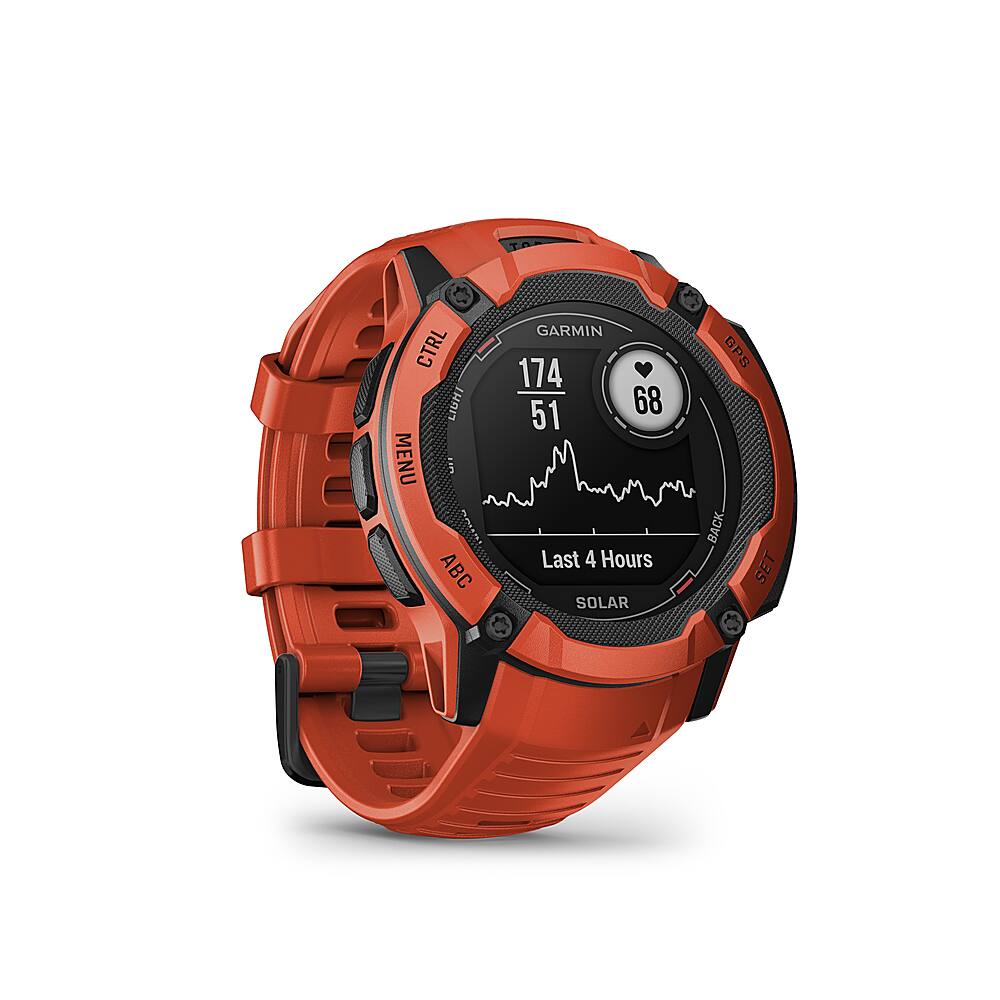 Angle. Garmin - Instinct 2X Solar Smartwatch 50 mm Fiber-reinforced Polymer - Red.