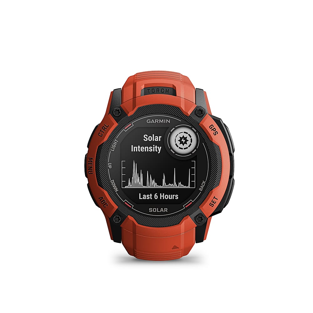 Left. Garmin - Instinct 2X Solar Smartwatch 50 mm Fiber-reinforced Polymer - Red.