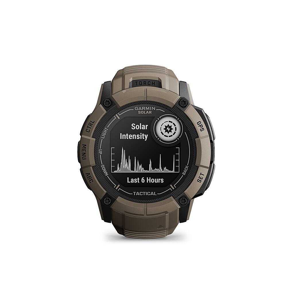 Left. Garmin - Instinct 2X Solar Tactical Edition Smartwatch 50 mm Fiber-reinforced Polymer - Tan.