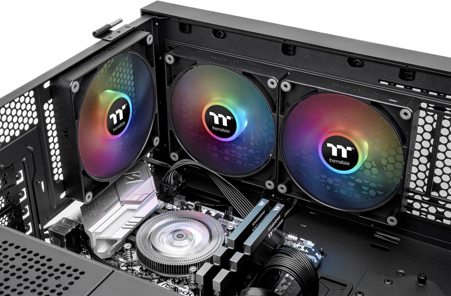 Alt View 16. Thermaltake - CT 120 ARGB Sync 120mm Cooling Fan with Daisy-Chain Design (2-Pack) - Black.