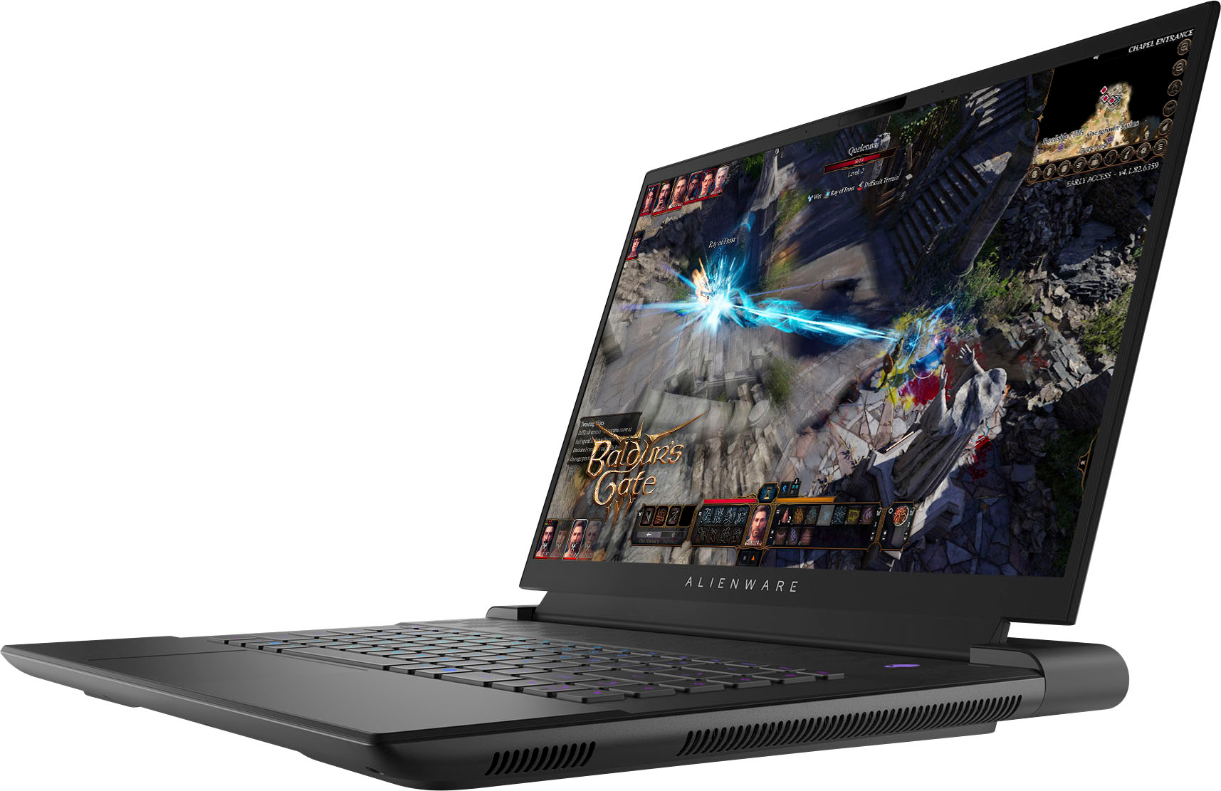 Left View: Alienware - m16 QHD+ 165Hz Gaming Laptop - Intel Core i7 - 16GB Memory - NVIDIA GeForce RTX 4070 - 1TB SSD -Windows 11 Pro - Dark Metallic Moon