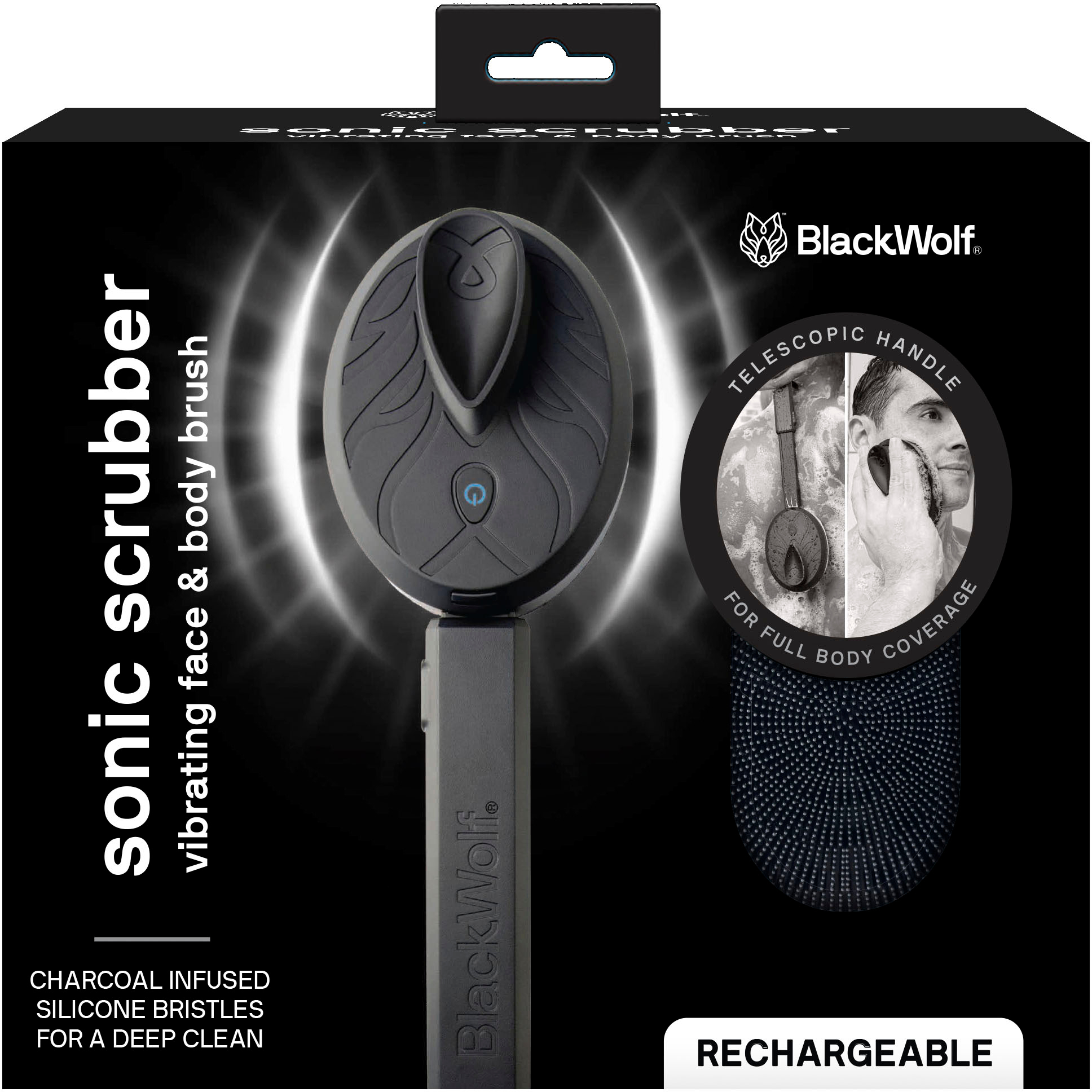 BlackWolf Sonic Scrubber PRO Face & Body Vibrating Brush - 20808739