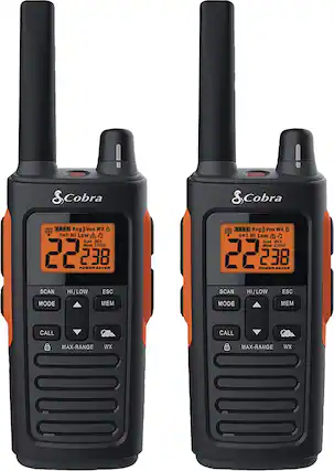 Angle. Cobra - 38-Mile, 60-Channel 2-Way Radios (Pair) - Black.