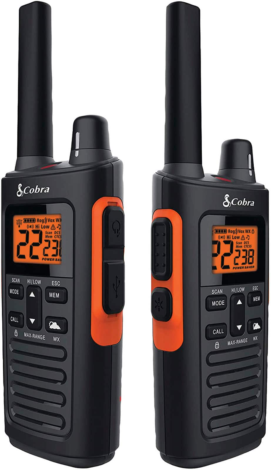Left. Cobra - 38-Mile, 60-Channel 2-Way Radios (Pair) - Black.